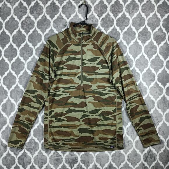 Patagonia Capilene Midweight Pullover Mens Medium Camo Quarter Zip Base Layer - Picture 1 of 11
